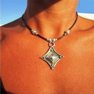 Silver boho necklace S598